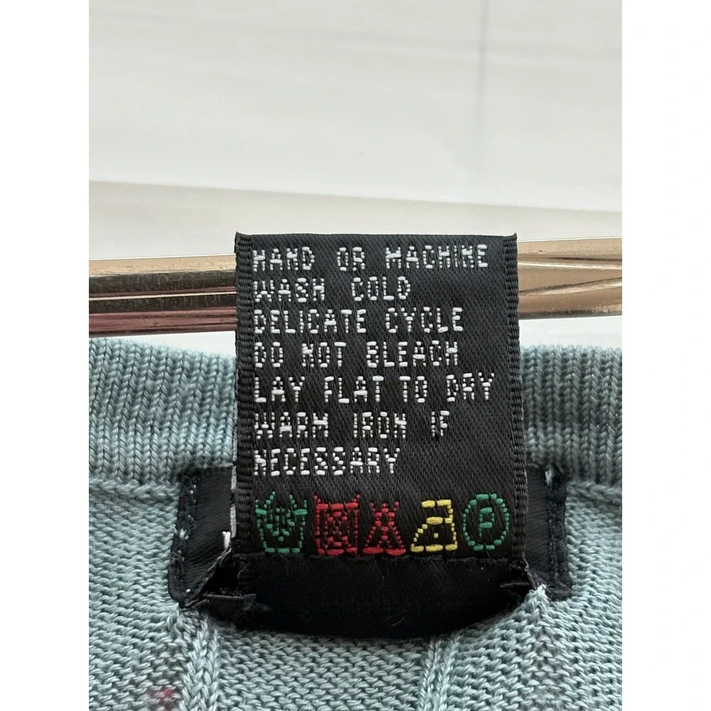 Kevo Sweater‎ Mens Large Blue 2-Ply 100% Silk Ribbed V Neck Pullover Lightweight - Picture 12 of 16